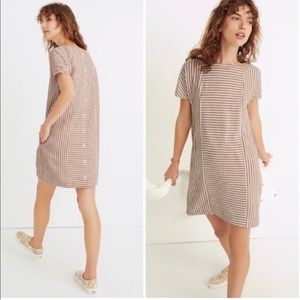 Madewell Daphne Rust Striped Button Back Linen Dress, Size XXS